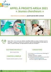 APPEL A PROJET DEDIE AUX JEUNES CHERCHEURS ARSLA MALADIE DE CHARCOT